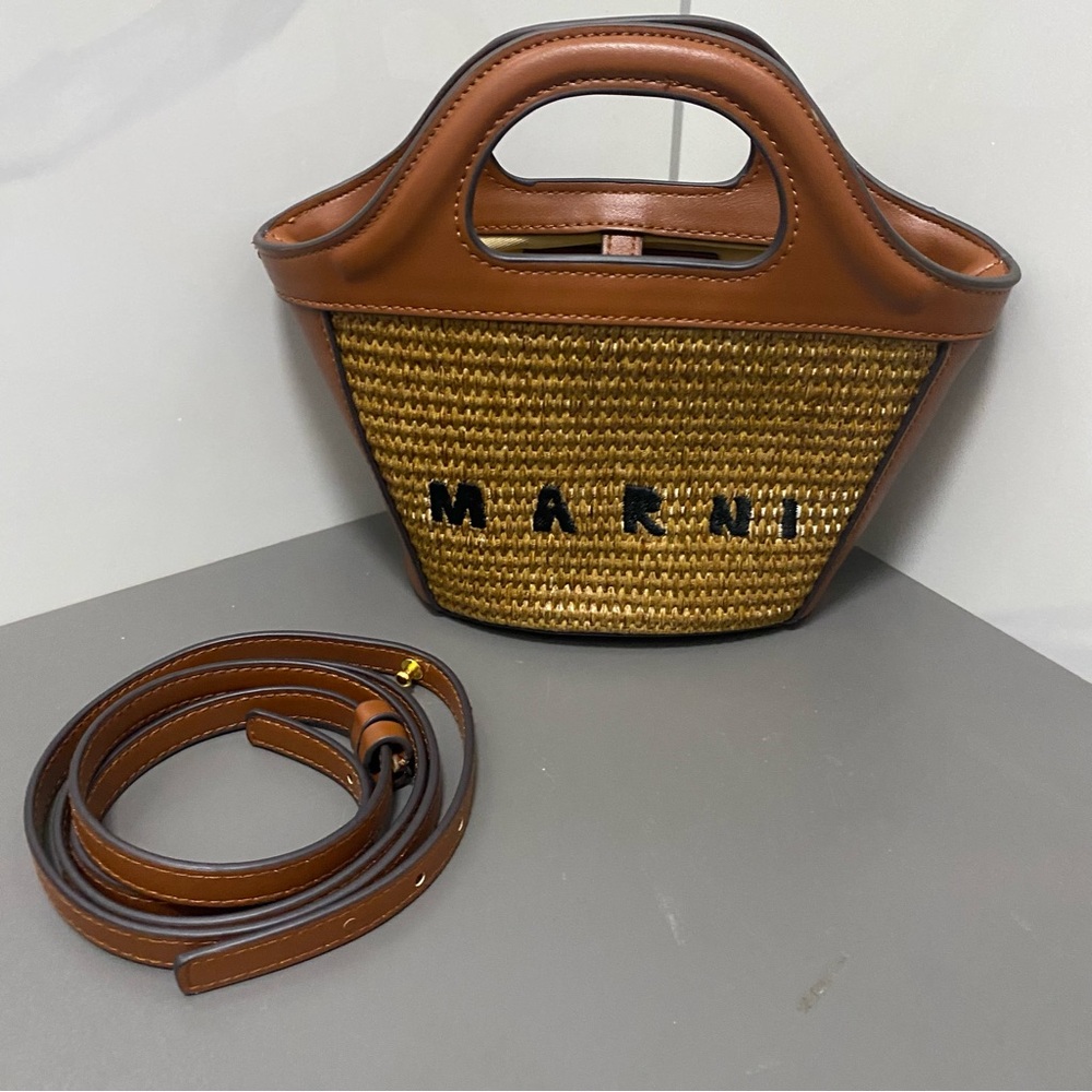 Marni Brown and Tan Woven Women's Bag